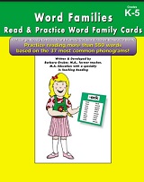 Read and Practice Word Families Card Grade K5