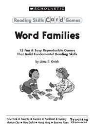 Reading Skills Card Games Word Families