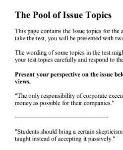GRE The Pool of Issue Topics