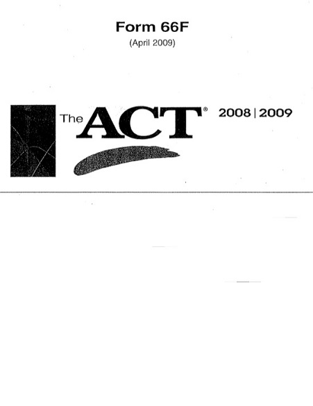 Real ACT Tests 2009 April Form 66F