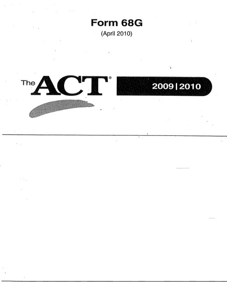 Real ACT Tests 2010 April Form 68G