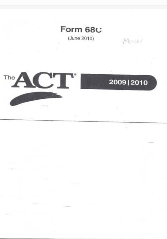 Real ACT Tests 2010 June Form 68C