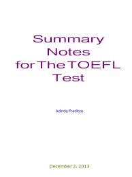 Summary Notes for The TOEFL Test - Praditya Adinda